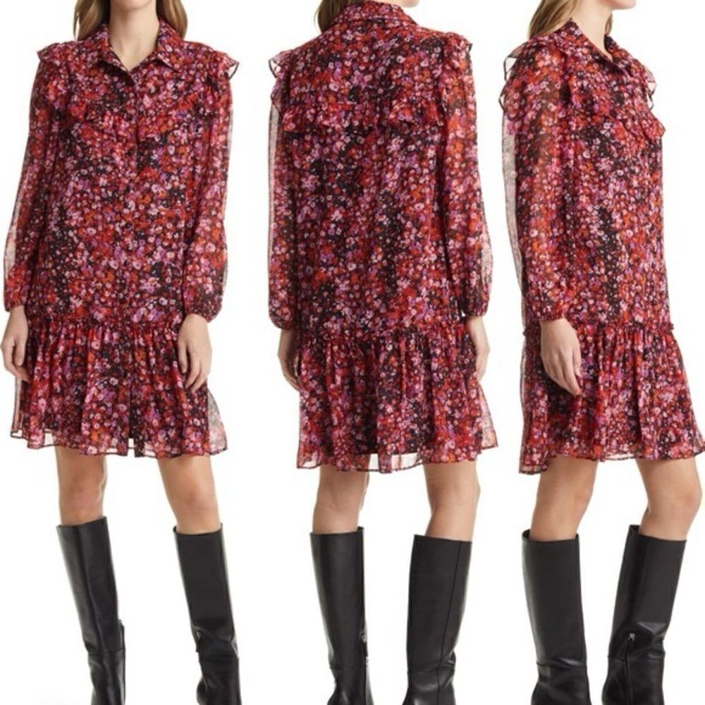 Julia Jordan floral print ruffle long sleeve dress